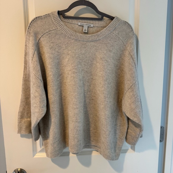 Autumn Cashmere Cropped Boxy Crewneck Beige Knit Sweater | L - Picture 1 of 5